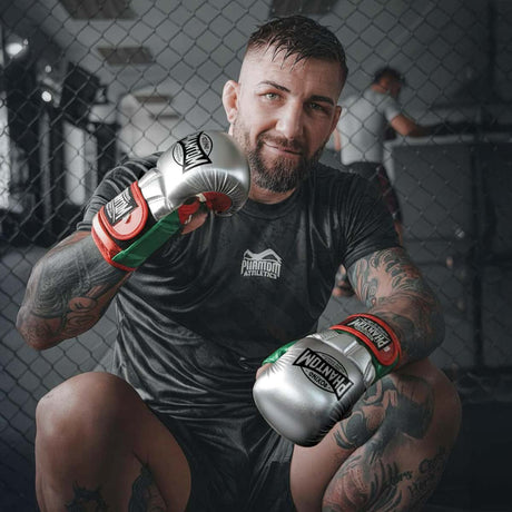 Luvas de MMA Phantom Athletics Mexico – Prata/Verde/Vermelho