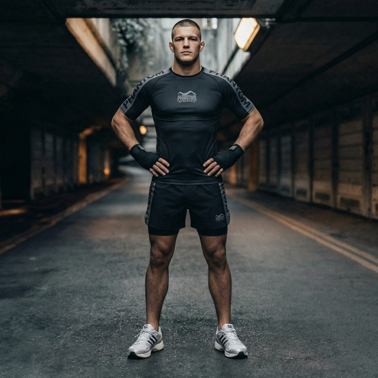 Phantom Athletics Compressie Shorts Fusion 2in1 Apex - Zwart/Grijs