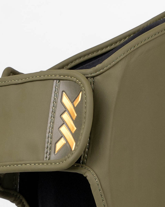 Caged Shadow Shin Guards - Khaki Green/Gold
