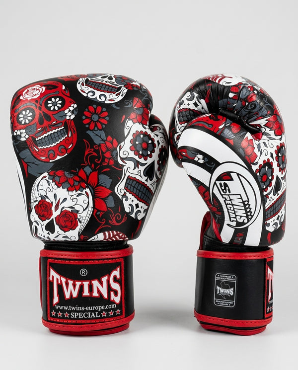 Twins Boxing Gloves FBGVL3 Skull - Black/Red/White