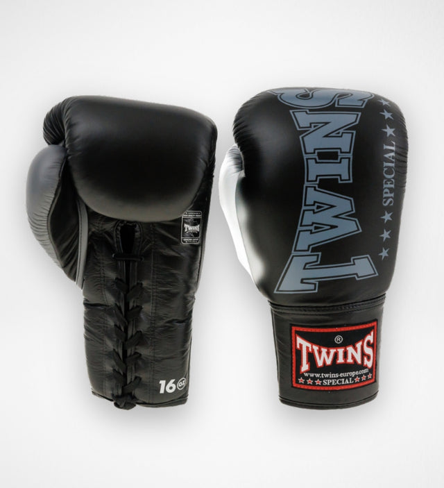 Twins Boxing Gloves BGLL8 with Lace Closure - Black/Gray