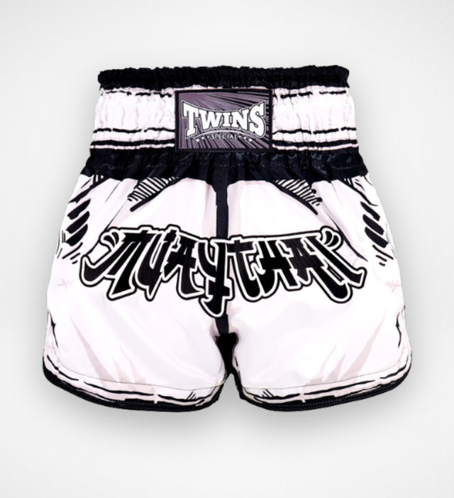 Twins Muay Thai Shorts TTBL Comic - White/Black