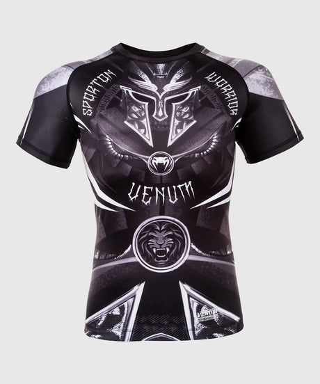 Rashguard Venum Gladiator 3.0 Mangas Curtas – Preto/Cinzento/Branco