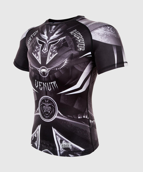 Rashguard Venum Gladiator 3.0 Mangas Curtas – Preto/Cinzento/Branco