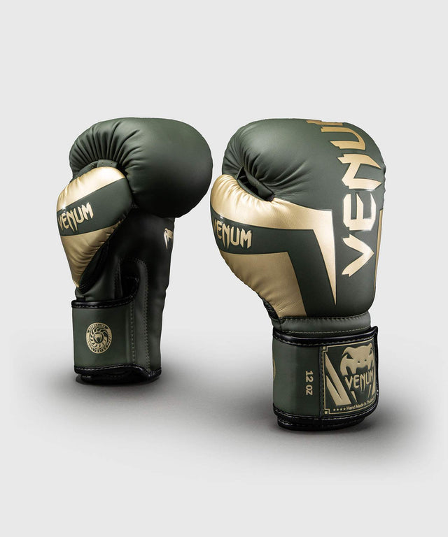 Venum Boxing Gloves Elite - Khaki Green/Gold