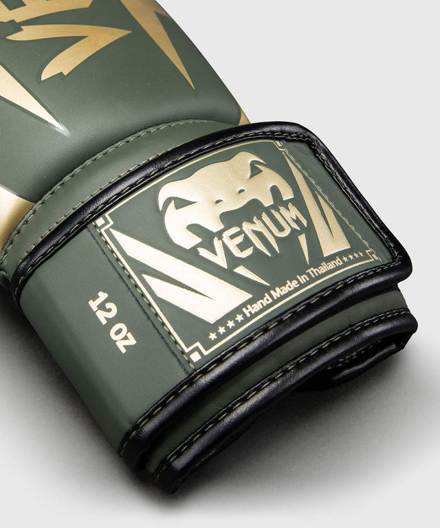 Venum Boxing Gloves Elite - Khaki Green/Gold