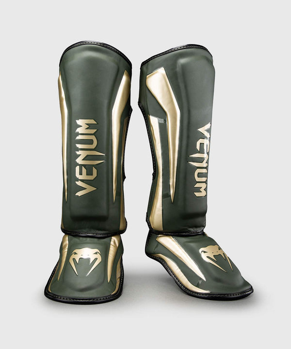 Venum Shin Guards Elite - Khaki Green/Gold