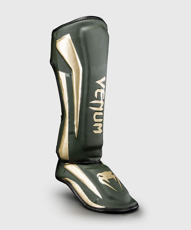 Venum Shin Guards Elite - Khaki Green/Gold