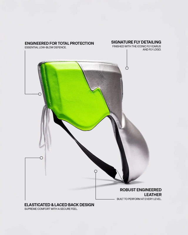 Fly Groin Guard Boxing Wraith X - Silver/Neon Green