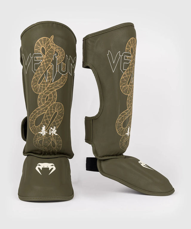 Venum Kickboxing Shin Guards Serpenti - Khaki Green
