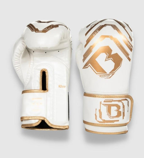 Booster Kickboxing gloves Youth Elite Kids - White/Gold - Boxing gloves
