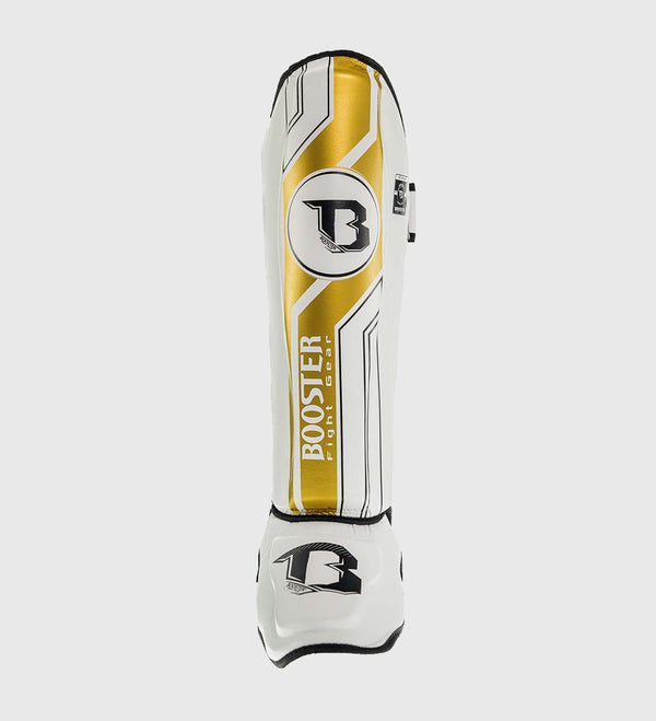 Booster Kickboxing Shinguards V9 - White/Gold