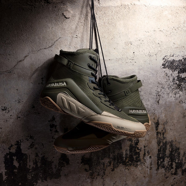 Hayabusa Talon Boxing Shoes - Khaki Green/Beige