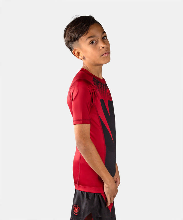 Venum Rashguard Attack Korte Mouwen Kinderen - Zwart/Rood