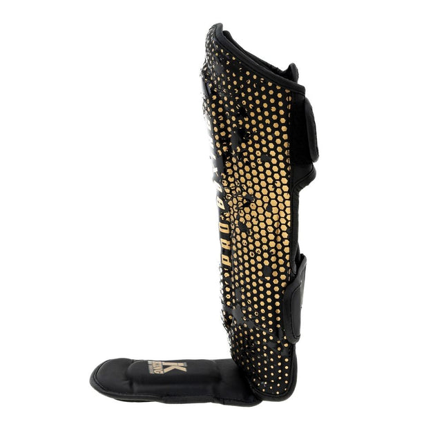 King Pro Boxing Shin guards Hexagon Kids – Black/Gold