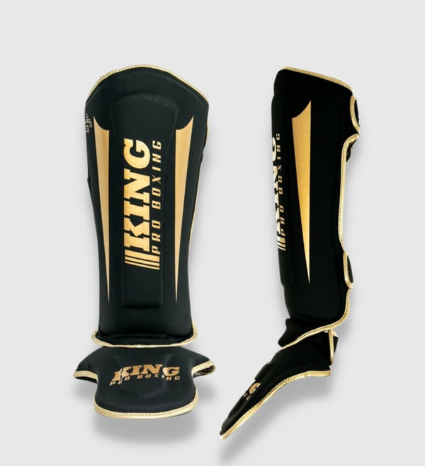 King Pro Boxing Kickboxing Shin Guards Revo - Black/Gold