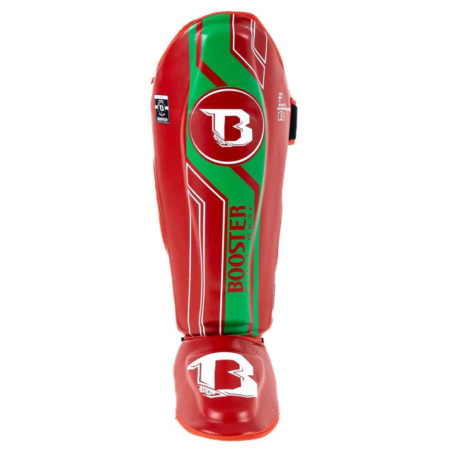 Booster Kickboxing Shin Guards V9 'Morocco' - Red/Green