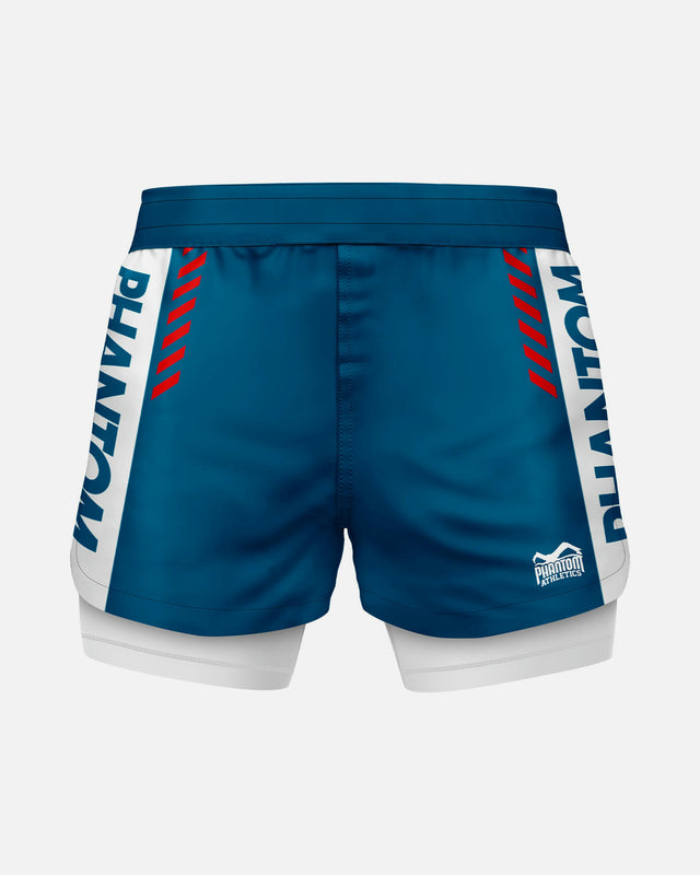 Pantaloni scurți de compresie Phantom Athletics Fusion 2in1 Apex – Albastru