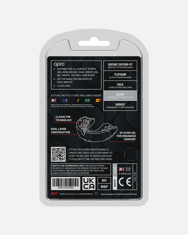 OPRO Mouthguard Silver – Black/Red