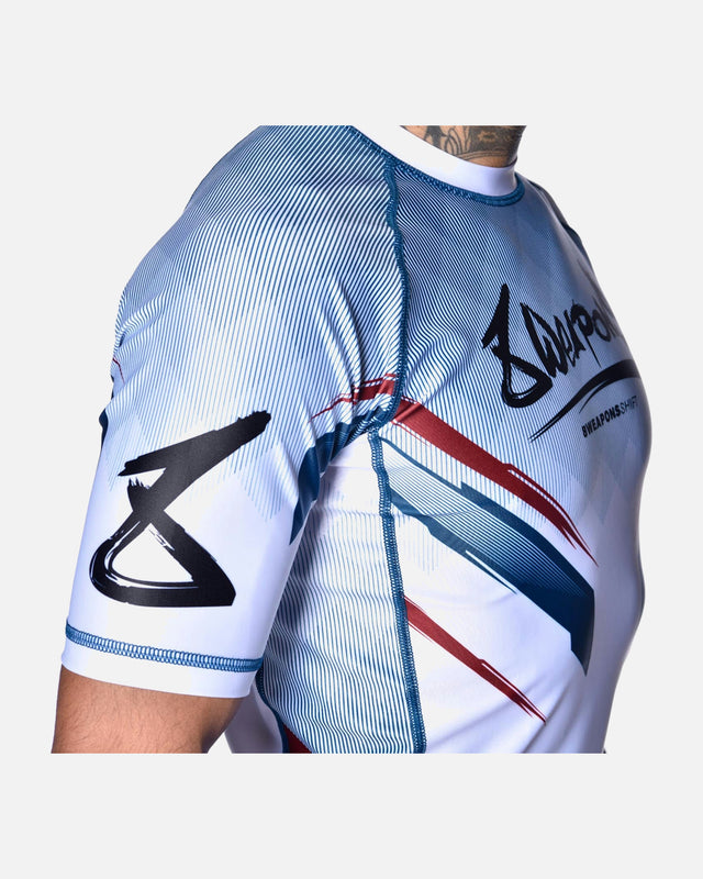 8 WEAPONS Rashguard Shift – White/Navy/Red