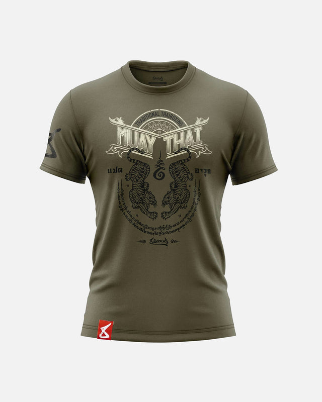 8 WEAPONS T-Shirt Sak Yant Tigers – Olive