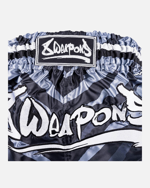 8 WEAPONS Muay Thai Shorts 8 Ways Yant – Black/Silver