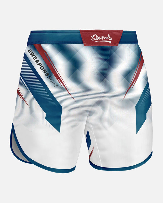 8 WEAPONS MMA Shorts Shift – White/Navy/Red