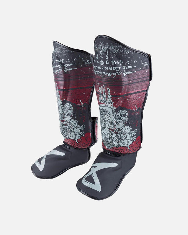 8 WEAPONS Shin guards Hanuman Yant – Black/Red