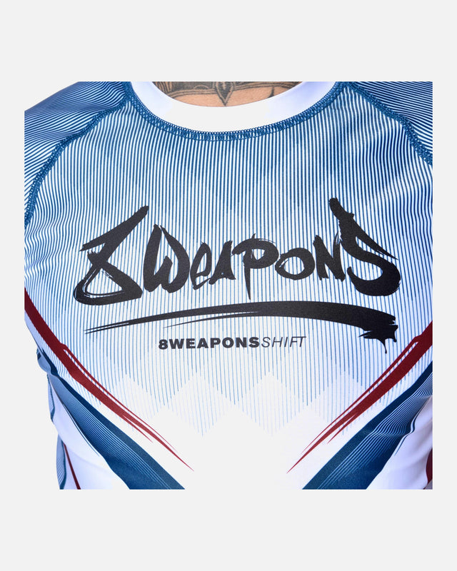 8 WEAPONS Rashguard Shift – White/Navy/Red