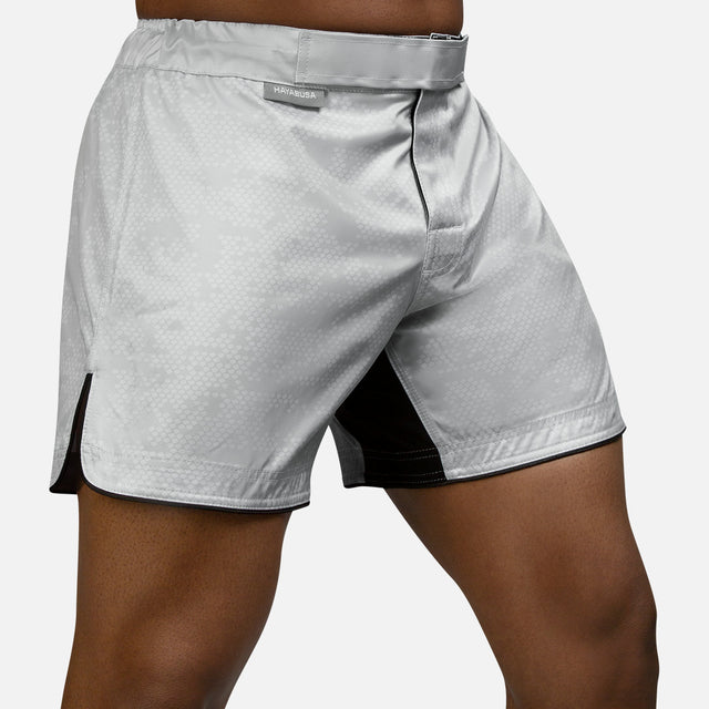 Hayabusa MMA Shorts Hex Mid-Thigh – White