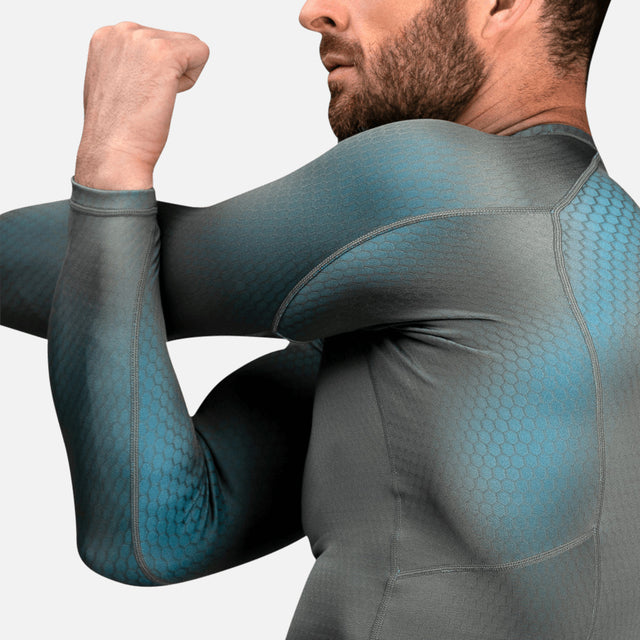 Hayabusa Rashguard Fusion Long Sleeves – Grey/Aqua