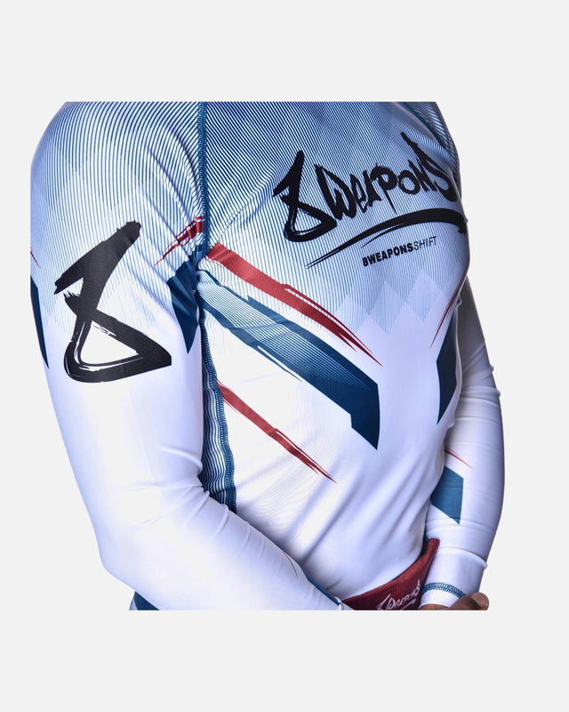 8 WEAPONS Rashguard Shift – White/Navy/Red