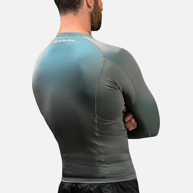 Hayabusa Rashguard Fusion Long Sleeves – Grey/Aqua
