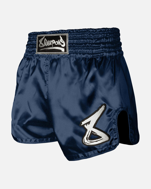 8 WEAPONS Muay Thai Shorts Strike – Navy/White