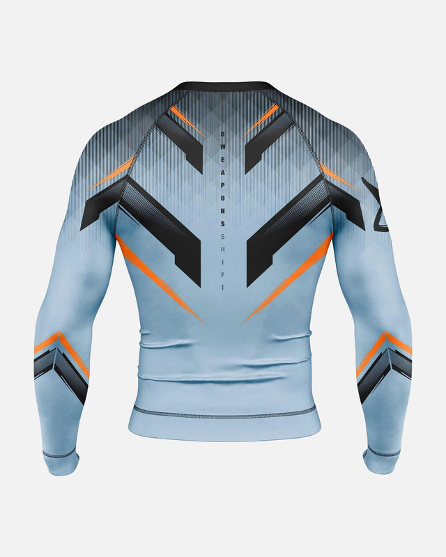 8 WEAPONS Rashguard Shift – Ice Grey/Orange