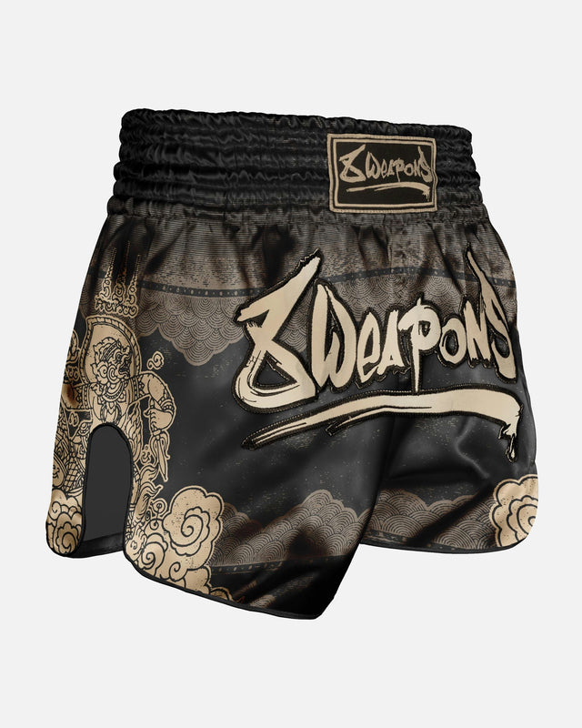 8 WEAPONS Muay Thai Shorts Hanuman – Black/Gold