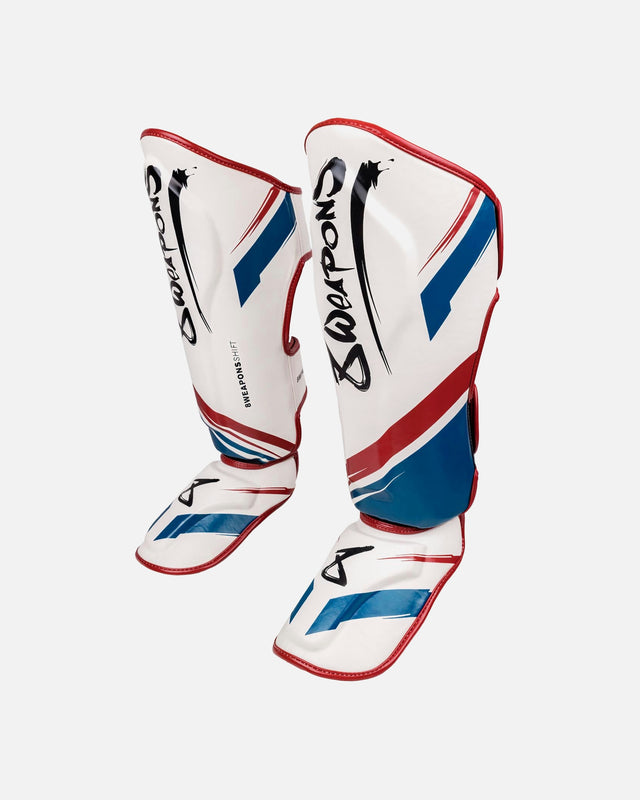 8 WEAPONS Shin guards Shift – White/Navy/Red