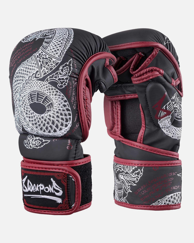 Rękawice MMA 8 WEAPONS Sak Yant Naga – Czarny/Bordo