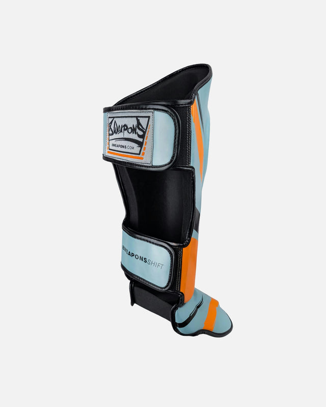 8 WEAPONS Shin guards Shift – Ice Grey/Orange