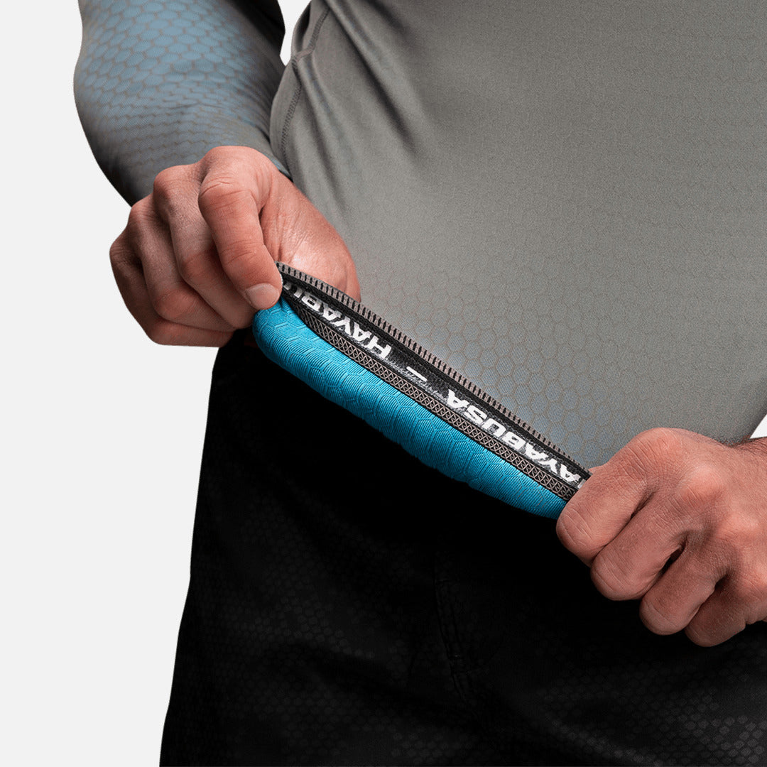 Hayabusa Rashguard Fusion Long Sleeves – Grey/Aqua