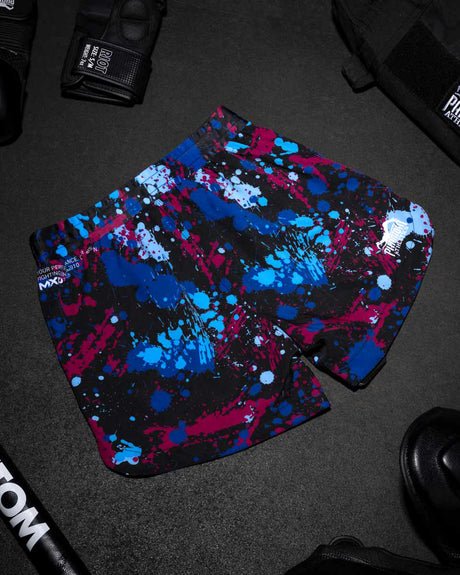 Phantom Athletics MMA Shorts Fusion Splatter - Blauw