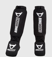 Ringhorns Kickboks Skinnebensbeskyttere Kontact - Sort/Hvid - Skinnebensbeskyttere