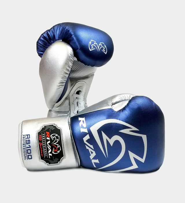 Rival Boxing gloves RS100 Professional - Blue/Silver - Boxing gloves