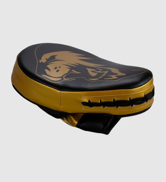 Super Pro Focus mitts Curved Artificial leather – Black/Gold – Kick & punch pads
