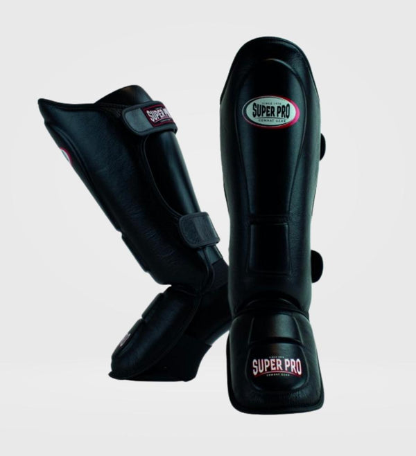 Super Pro Kickboxing Shinguards Thai Pro Leather - Black