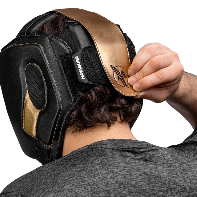 Hayabusa T3 Head Protector with Cheek Protection - Black/Gold