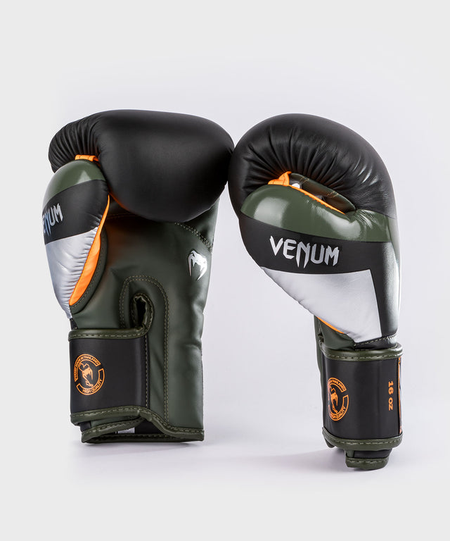 Venum Elite Boxing gloves – Black/Silver/Khaki