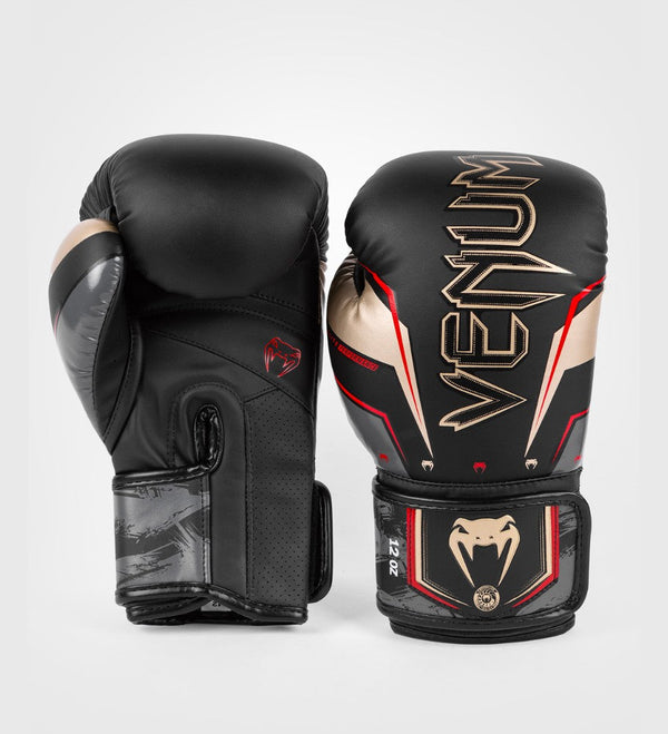 Venum Elite Evo Boxing Gloves - Black/Gold/Red