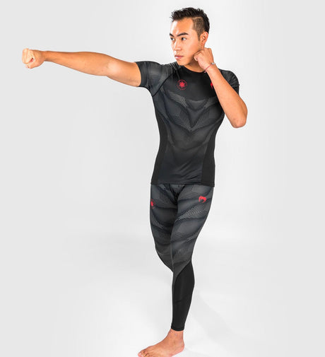 Venum Rashguard Phantom Short Sleeves - Black/Grey/Red - Rashguard
